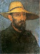 Self-portrait in straw hat